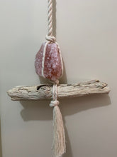 Load image into Gallery viewer, Rock on a Rope - Beach Wood Large Rose Quartz