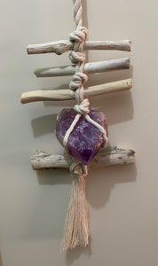 Rock on a Rope - Beach Wood with Amethyst