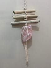 Load image into Gallery viewer, Rock on a Rope - Beach Wood Rose Quartz